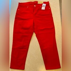 NWT Michael Kors Izzy Skinny Cropped Jeans, red, 12